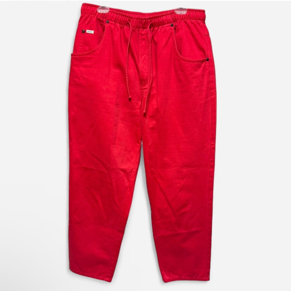 Vintage Red Bill Blass Blass Sport Cotton  Drawstring Elastic Waist Mom Jeans